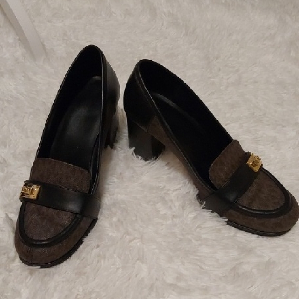 MICHAEL Michael Kors Black and Brown Heeled Loafers